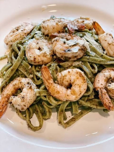 Lemon Pesto Pasta Shrimp Munchie Meal