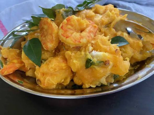 Shrimp and Veggie Stir-Fry over steamed cassava